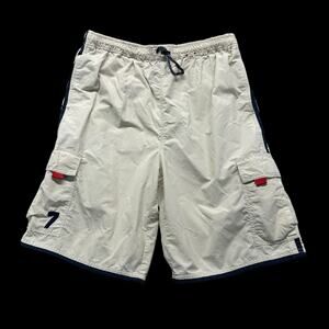 Plugg Cargo Shorts Mens Sz XL 32-34 Beige Cotton Nylon Y2K